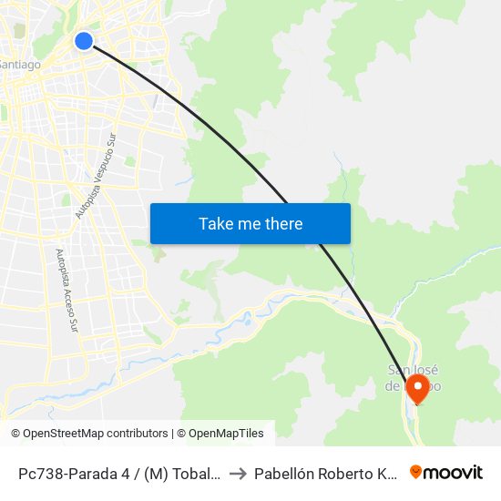 Pc738-Parada 4 / (M) Tobalaba to Pabellón Roberto Koch map