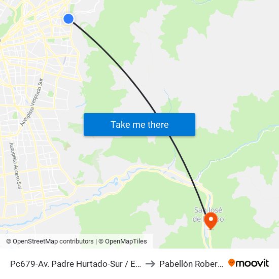 Pc679-Av. Padre Hurtado-Sur / Esq. Patagonia to Pabellón Roberto Koch map