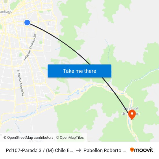 Pd107-Parada 3 / (M) Chile España to Pabellón Roberto Koch map