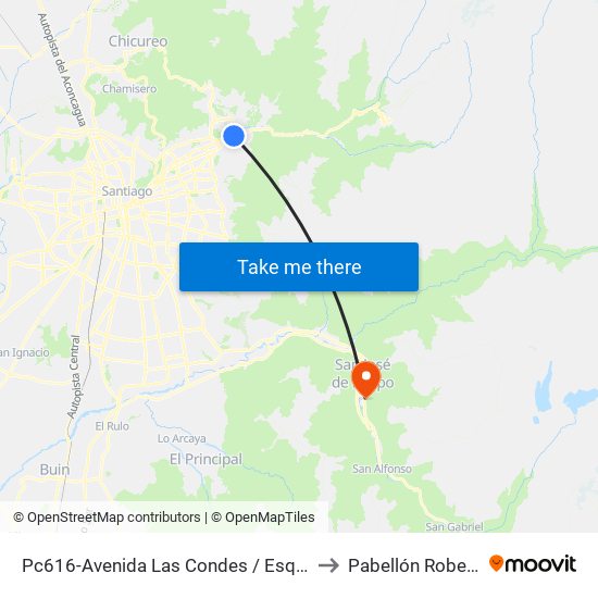 Pc616-Avenida Las Condes / Esq. Sn. Fco. De Asís to Pabellón Roberto Koch map
