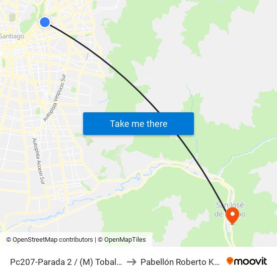 Pc207-Parada 2 / (M) Tobalaba to Pabellón Roberto Koch map