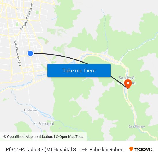 Pf311-Parada 3 / (M) Hospital Sótero Del Río to Pabellón Roberto Koch map