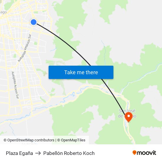 Plaza Egaña to Pabellón Roberto Koch map
