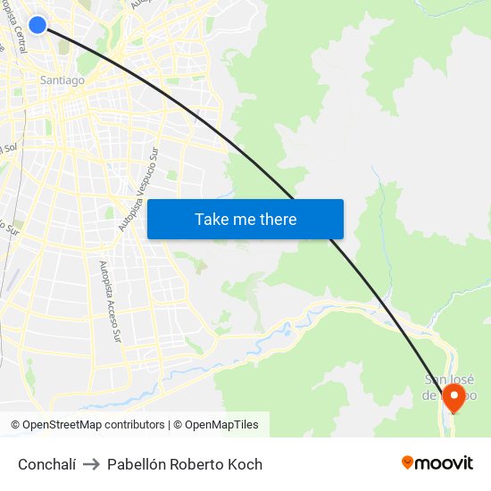 Conchalí to Pabellón Roberto Koch map