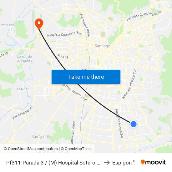 Pf311-Parada 3 / (M) Hospital Sótero Del Río to Espigón ""F"" map
