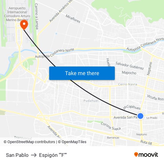 San Pablo to Espigón ""F"" map