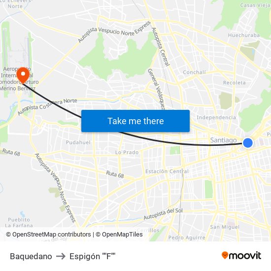 Baquedano to Espigón ""F"" map