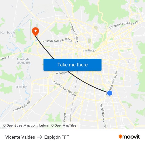 Vicente Valdés to Espigón ""F"" map