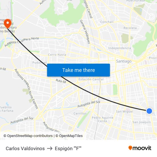 Carlos Valdovinos to Espigón ""F"" map