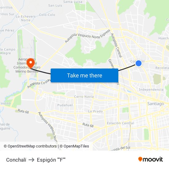 Conchalí to Espigón ""F"" map