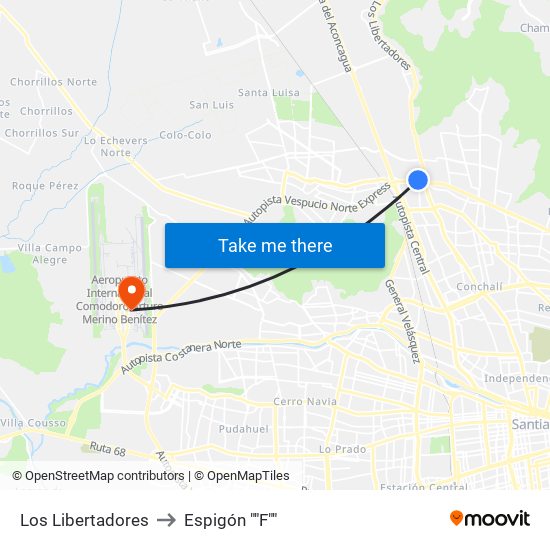 Los Libertadores to Espigón ""F"" map