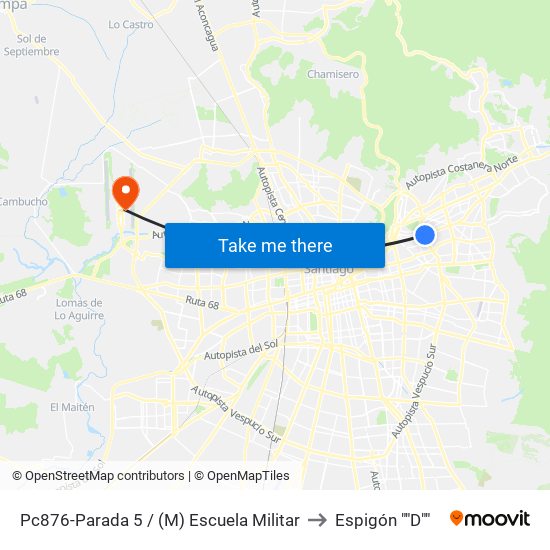 Pc876-Parada 5 / (M) Escuela Militar to Espigón ""D"" map