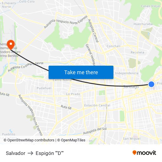 Salvador to Espigón ""D"" map