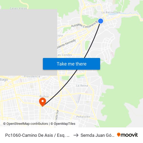 Pc1060-Camino De Asis / Esq. Escrivá De Balaguer to Semda Juan Gómez Millas map