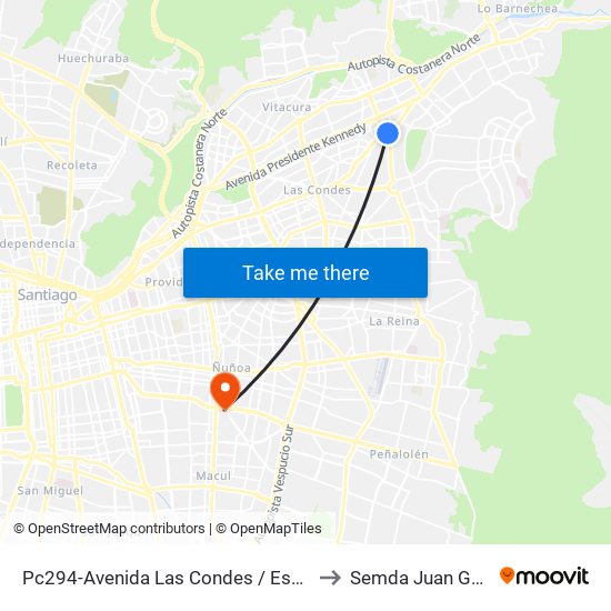 Pc294-Avenida Las Condes / Esq. Av. Padre H. Central to Semda Juan Gómez Millas map