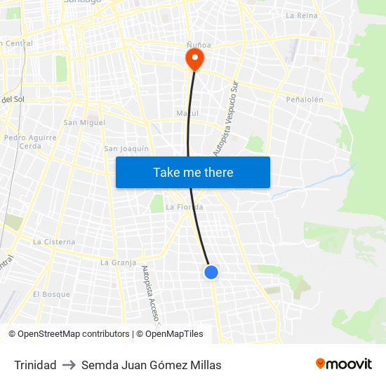 Trinidad to Semda Juan Gómez Millas map