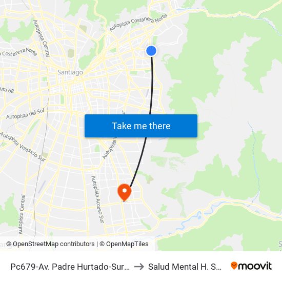 Pc679-Av. Padre Hurtado-Sur / Esq. Patagonia to Salud Mental H. Sótero Del Río map