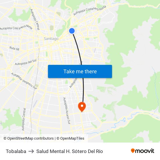 Tobalaba to Salud Mental H. Sótero Del Río map