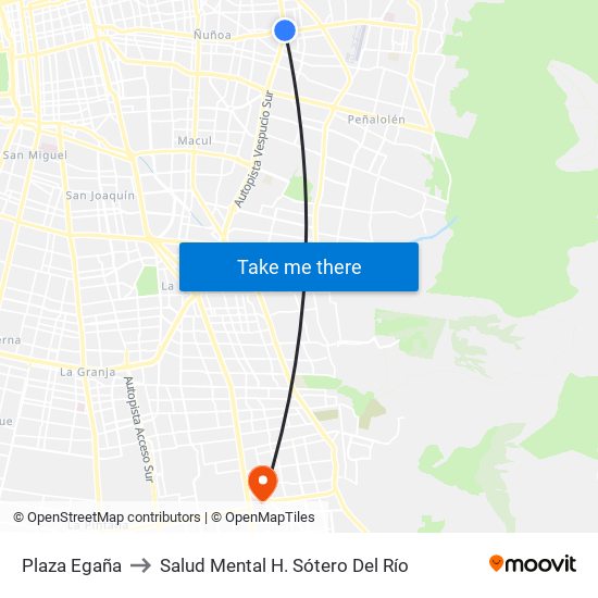 Plaza Egaña to Salud Mental H. Sótero Del Río map