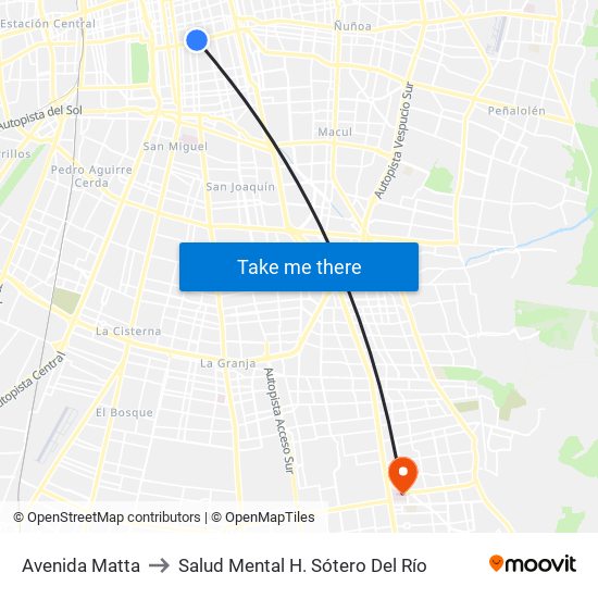 Avenida Matta to Salud Mental H. Sótero Del Río map