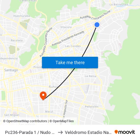 Pc236-Parada 1 / Nudo Estoril to Velódromo Estadio Nacional map
