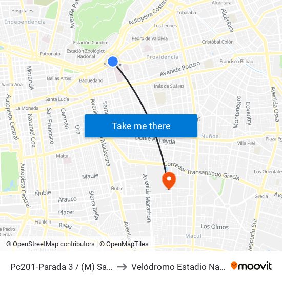 Pc201-Parada 3 / (M) Salvador to Velódromo Estadio Nacional map