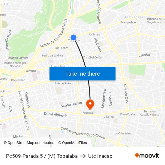 Pc509-Parada 5 / (M) Tobalaba to Utc Inacap map