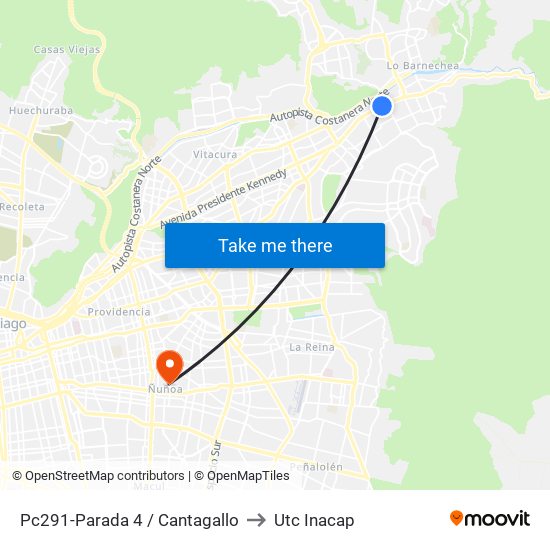 Pc291-Parada 4 / Cantagallo to Utc Inacap map