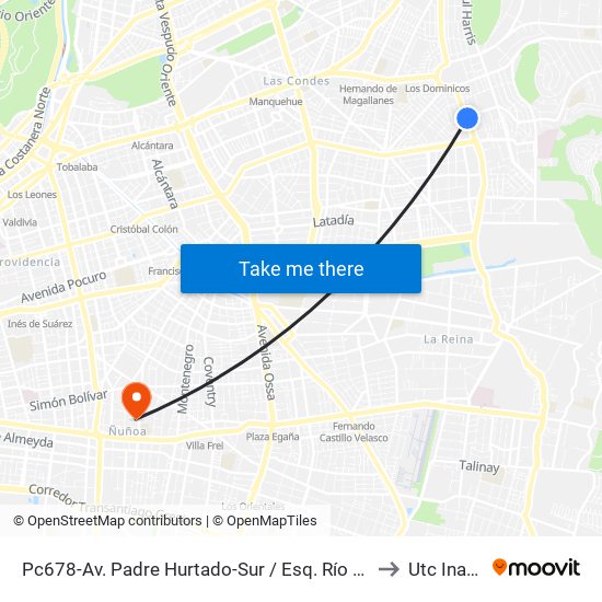 Pc678-Av. Padre Hurtado-Sur / Esq. Río Guadiana to Utc Inacap map