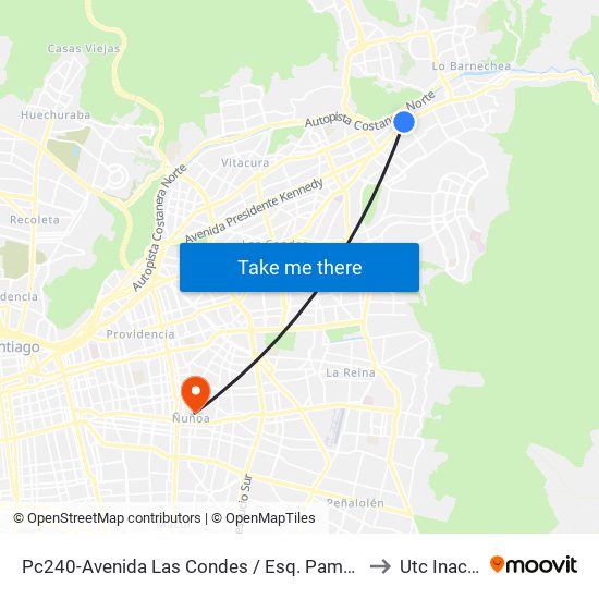 Pc240-Avenida Las Condes / Esq. Pamplona to Utc Inacap map