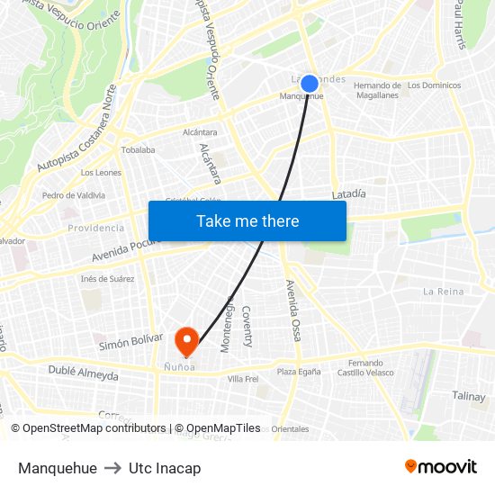 Manquehue to Utc Inacap map