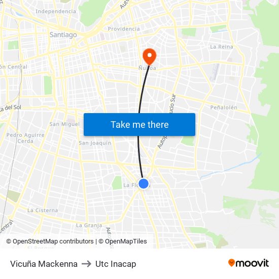 Vicuña Mackenna to Utc Inacap map