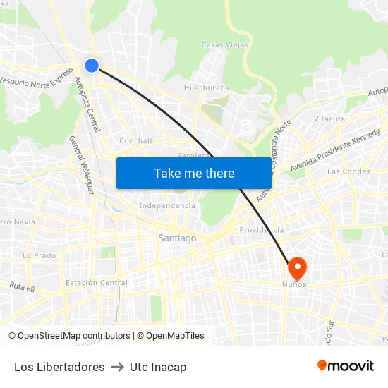 Los Libertadores to Utc Inacap map