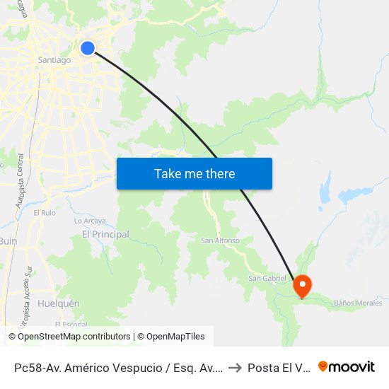 Pc58-Av. Américo Vespucio / Esq. Av. Pdte. Riesco to Posta El Volcán map