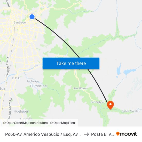 Pc60-Av. Américo Vespucio / Esq. Av. Pdte. Kennedy to Posta El Volcán map