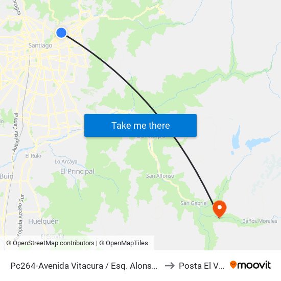 Pc264-Avenida Vitacura / Esq. Alonso De Córdova to Posta El Volcán map