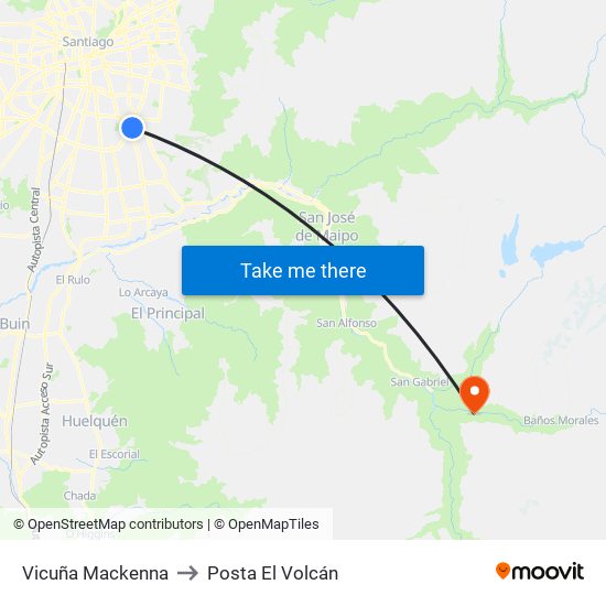 Vicuña Mackenna to Posta El Volcán map