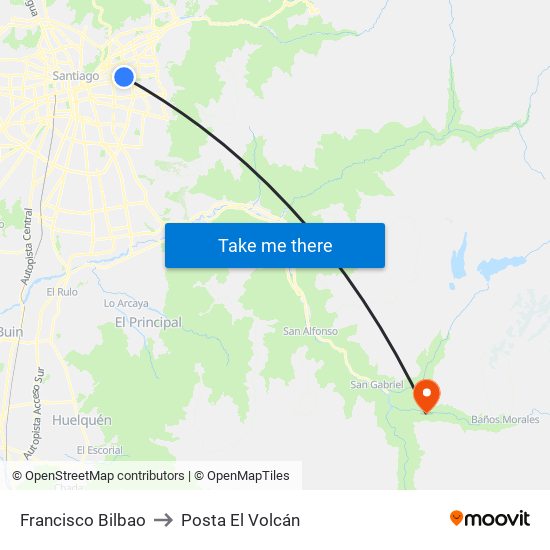 Francisco Bilbao to Posta El Volcán map