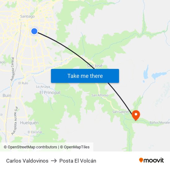 Carlos Valdovinos to Posta El Volcán map