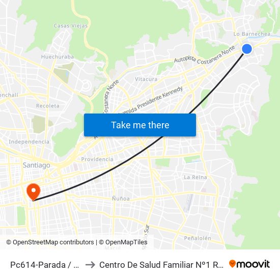 Pc614-Parada / Colegio Hebreo to Centro De Salud Familiar Nº1 Ramón Corbalán Melgarejo map