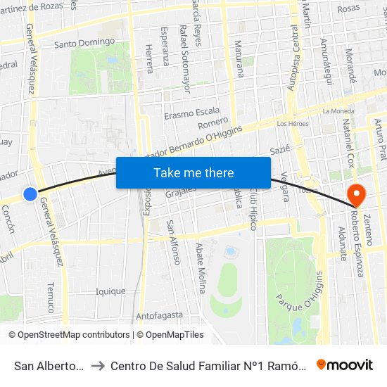 San Alberto Hurtado to Centro De Salud Familiar Nº1 Ramón Corbalán Melgarejo map