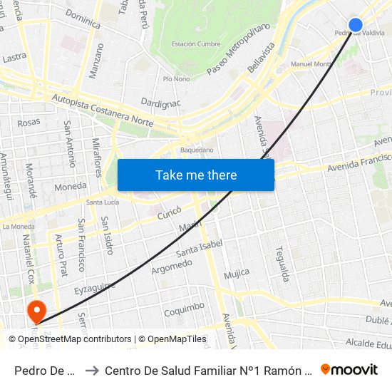 Pedro De Valdivia to Centro De Salud Familiar Nº1 Ramón Corbalán Melgarejo map