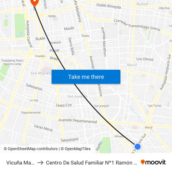 Vicuña Mackenna to Centro De Salud Familiar Nº1 Ramón Corbalán Melgarejo map