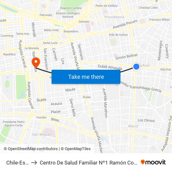 Chile-España to Centro De Salud Familiar Nº1 Ramón Corbalán Melgarejo map