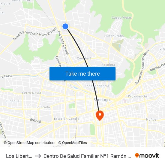 Los Libertadores to Centro De Salud Familiar Nº1 Ramón Corbalán Melgarejo map