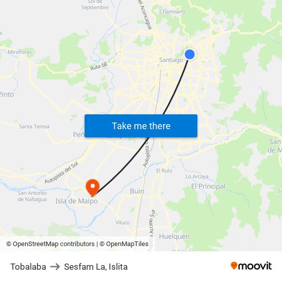 Tobalaba to Sesfam La, Islita map