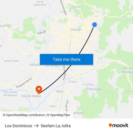 Los Dominicos to Sesfam La, Islita map