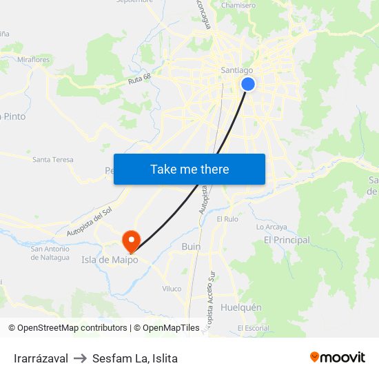 Irarrázaval to Sesfam La, Islita map