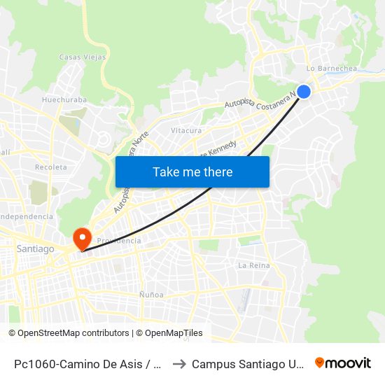 Pc1060-Camino De Asis / Esq. Escrivá De Balaguer to Campus Santiago Universidad De Talca map