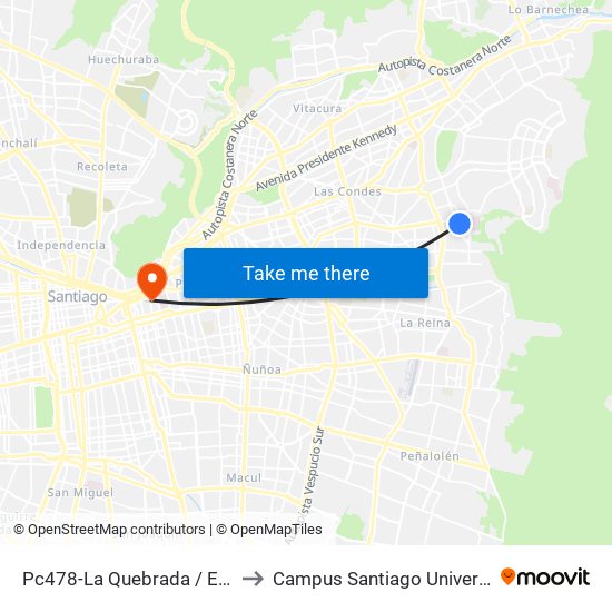 Pc478-La Quebrada / Esq. La Escuela to Campus Santiago Universidad De Talca map